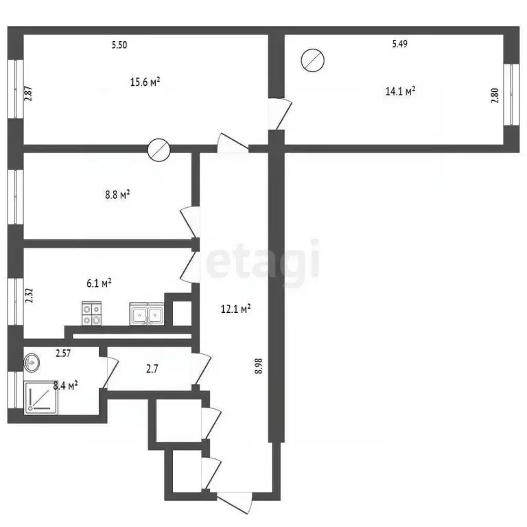3-к кв. Псковская область, Порхов ул. Бельский тракт, 23 (61.6 м) - Фото 2
