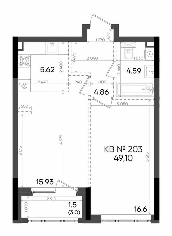 2-комнатная квартира: Казань, микрорайон Родины, ЖК Адали (49.1 м) - Фото 1