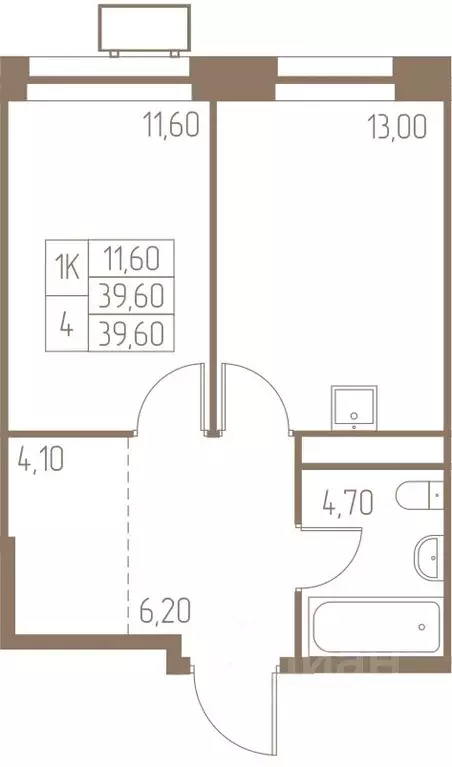 1-к кв. Московская область, Пушкино Фабрикант жилой комплекс, 1 (39.6 ... - Фото 1