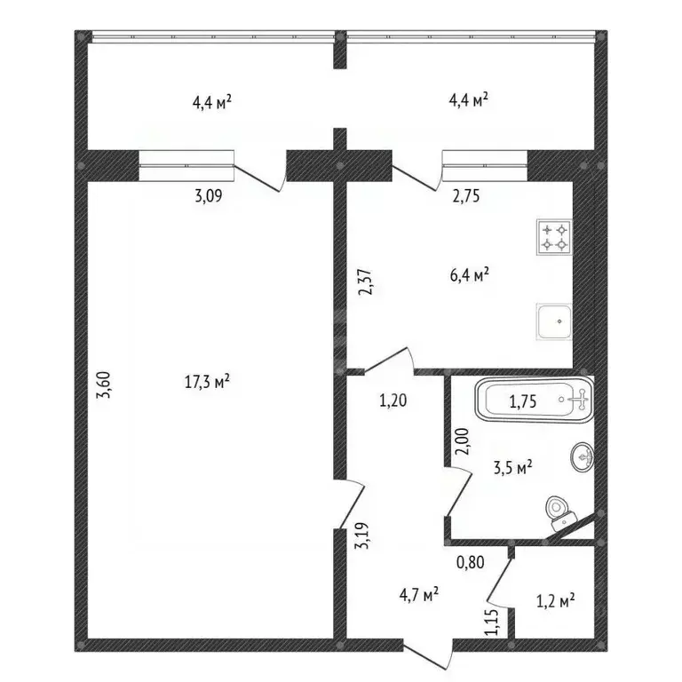 1-к кв. Башкортостан, Уфа Баязита Бикбая ул., 41 (33.2 м) - Фото 1