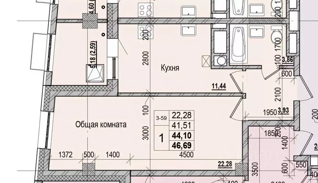 1-к кв. Саха (Якутия), Якутск ул. Чкалова (44.1 м) - Фото 0