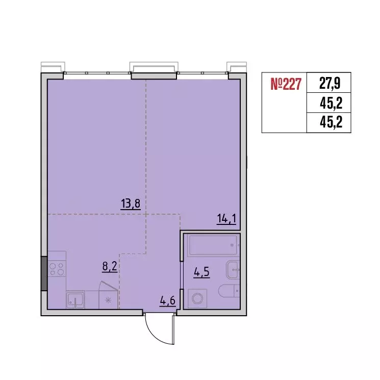 2-комнатная квартира: Маркова, квартал Стрижи, 16 (45.2 м) - Фото 1