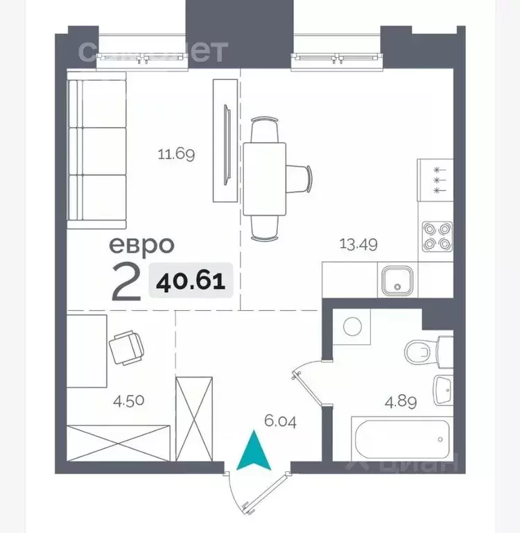 2-к кв. Иркутская область, Иркутск Пулковский пер., 32 (40.0 м) - Фото 1