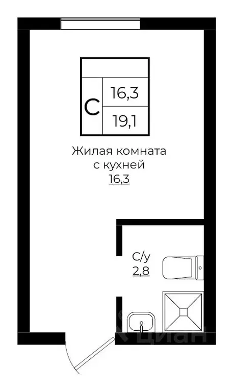 Студия Краснодарский край, Краснодар Европа-Сити жилой комплекс (19.1 ... - Фото 0