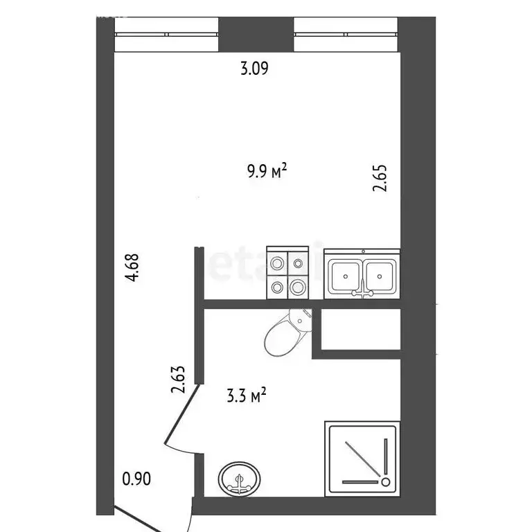 Квартира-студия: Санкт-Петербург, Кронверкская улица, 4 (16 м) - Фото 1