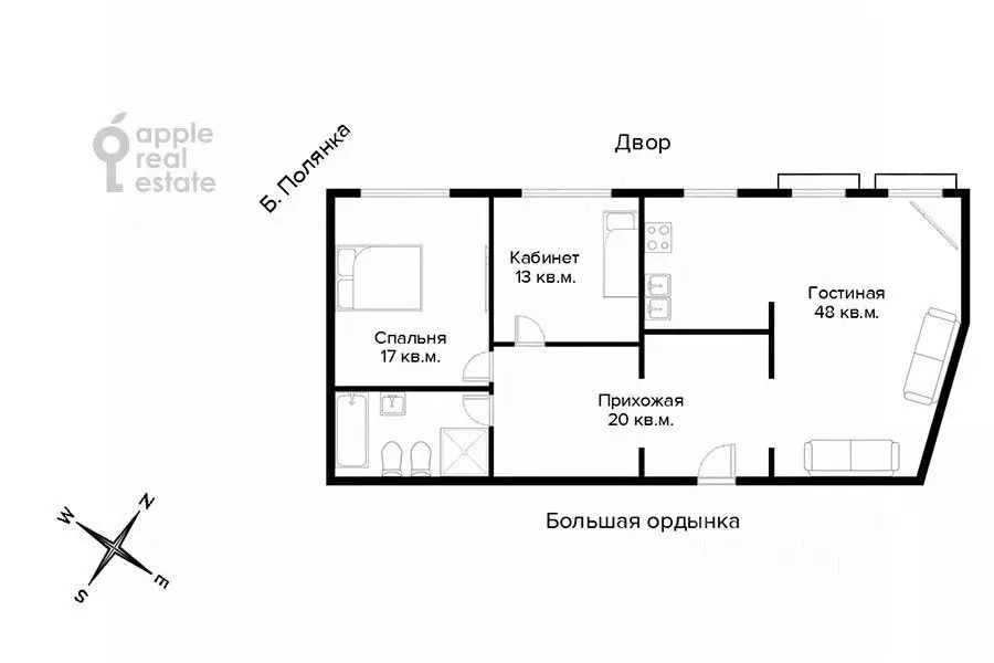 3-к кв. Москва ул. Большая Полянка, 61С2 (110.0 м) - Фото 1