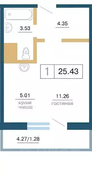 Студия Красноярский край, Красноярск ул. Светлова, 42 (26.0 м) - Фото 1