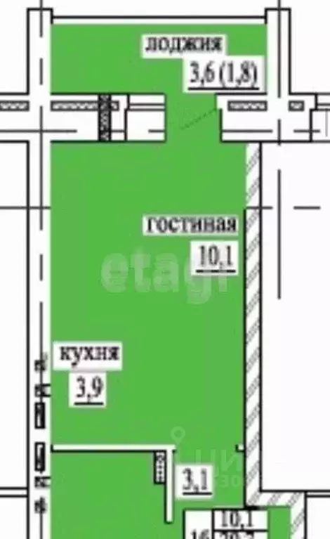 Студия Забайкальский край, Чита Томская ул., 8 (22.7 м) - Фото 2