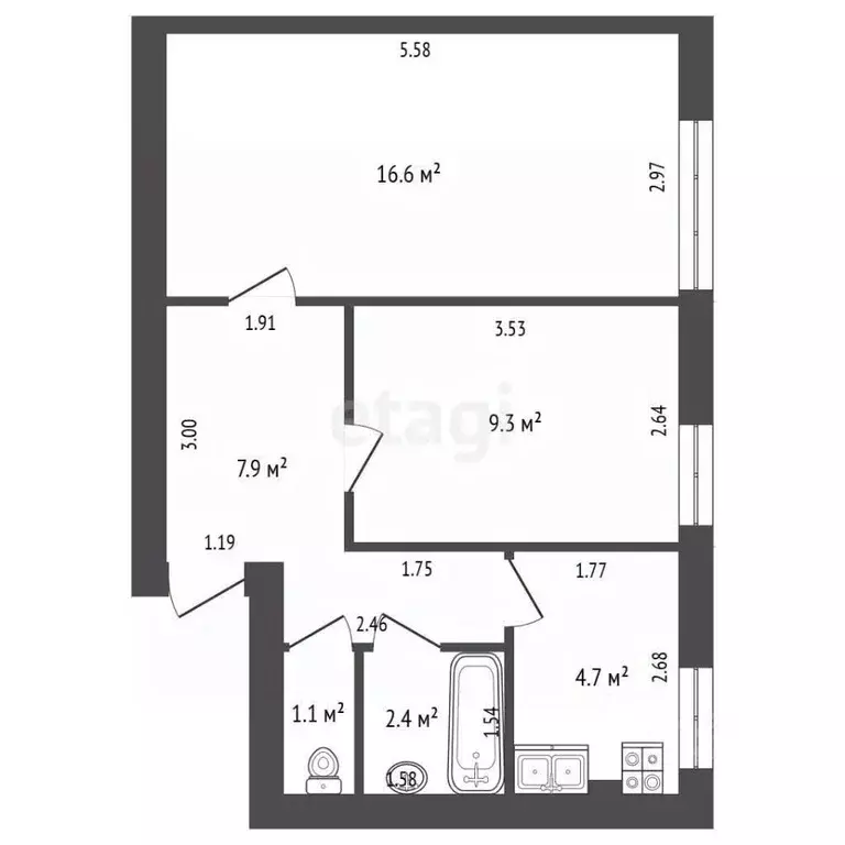 2-к кв. Мордовия, с. Лямбирь ул. Октябрьская, 74 (42.0 м) - Фото 2