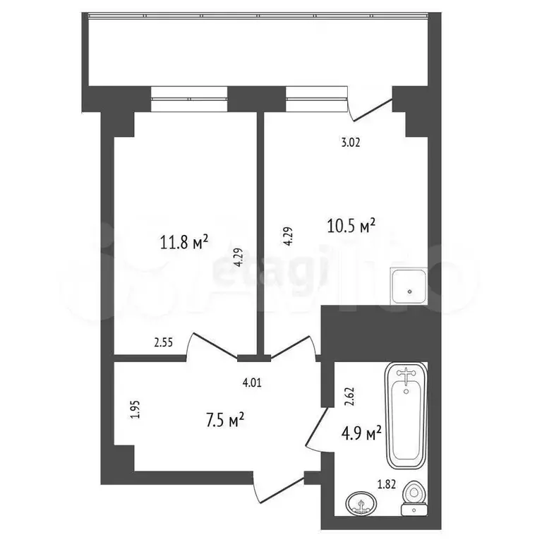 1-к. квартира, 34,8 м, 21/25 эт. - Фото 1