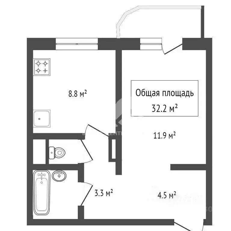 1-к кв. Новосибирская область, Новосибирск ул. Максима Горького, 95 ... - Фото 2