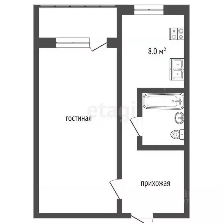 1-к кв. Пермский край, Чернушка Коммунистическая ул., 35Б (32.9 м) - Фото 1