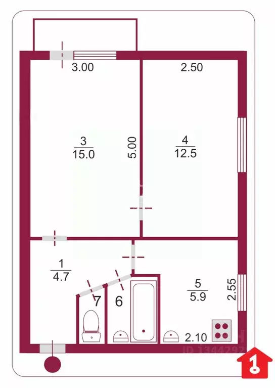 2-к кв. Омская область, Омск пос. Амурский, ул. 2-я Барнаульская, 11Г ... - Фото 1