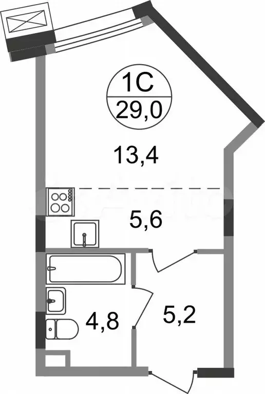 Квартира-студия, 29 м, 2/9 эт. - Фото 0