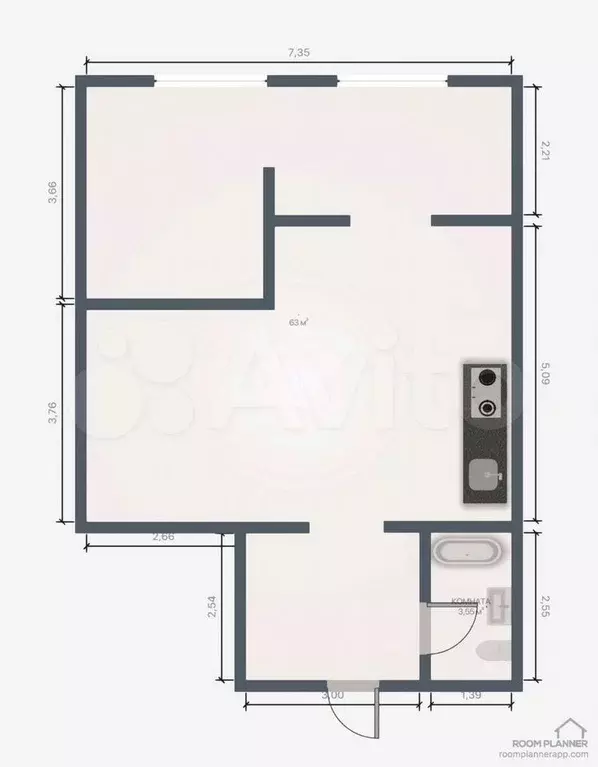 2-к. квартира, 69 м, 8/12 эт. - Фото 0