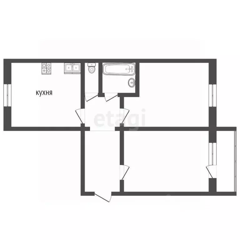 2-к кв. Кемеровская область, Прокопьевск Институтская ул., 29 (44.0 м) - Фото 1