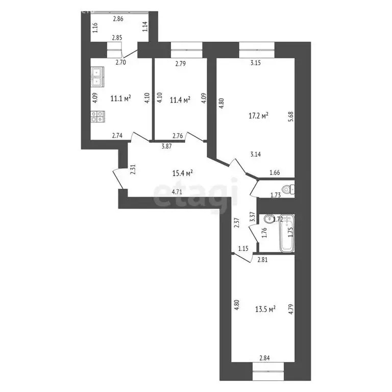 3-комнатная квартира: Тамбов, Астраханская улица, 263 (74 м) - Фото 0