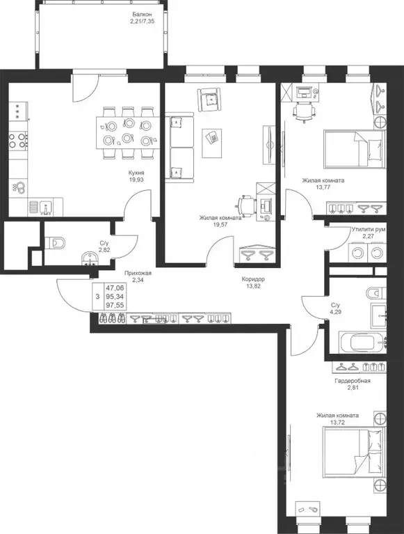 3-к кв. Татарстан, Лаишевский район, Столбищенское с/пос, с. Усады ул. ... - Фото 1