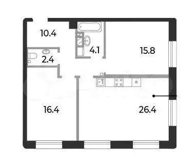 2-к. квартира, 75,4 м, 4/9 эт. - Фото 0