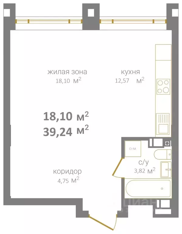 Свободной планировки кв. Нижегородская область, Нижний Новгород КМ Дом ... - Фото 1