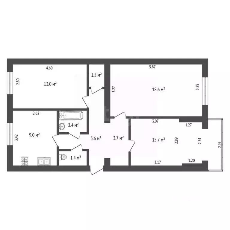 Комната Севастополь ул. Хрусталева, 163 (42.8 м) - Фото 1