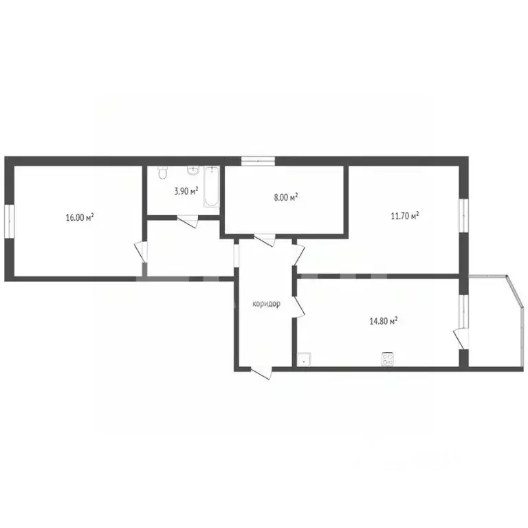 3-к кв. Ханты-Мансийский АО, Сургут ул. Крылова, 32 (67.9 м) - Фото 1