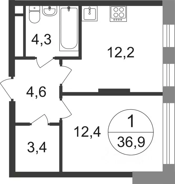 1-к кв. Москва Переделкино Ближнее мкр, 17-й кв-л, к1 (36.9 м) - Фото 0