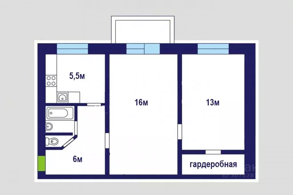 2-к кв. Санкт-Петербург просп. Юрия Гагарина, 26К3 (44.3 м) - Фото 0