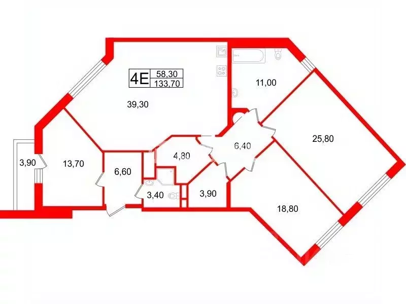 3-к кв. Санкт-Петербург Кемская ул., 1А (133.7 м) - Фото 1
