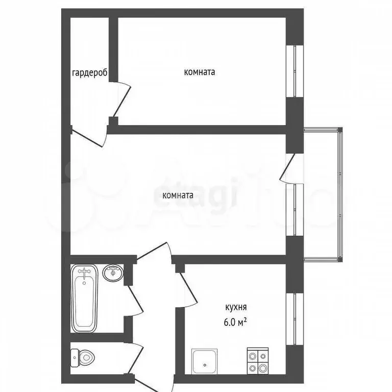 Доля в квартира-студии, 30 м, 4/5 эт. - Фото 0