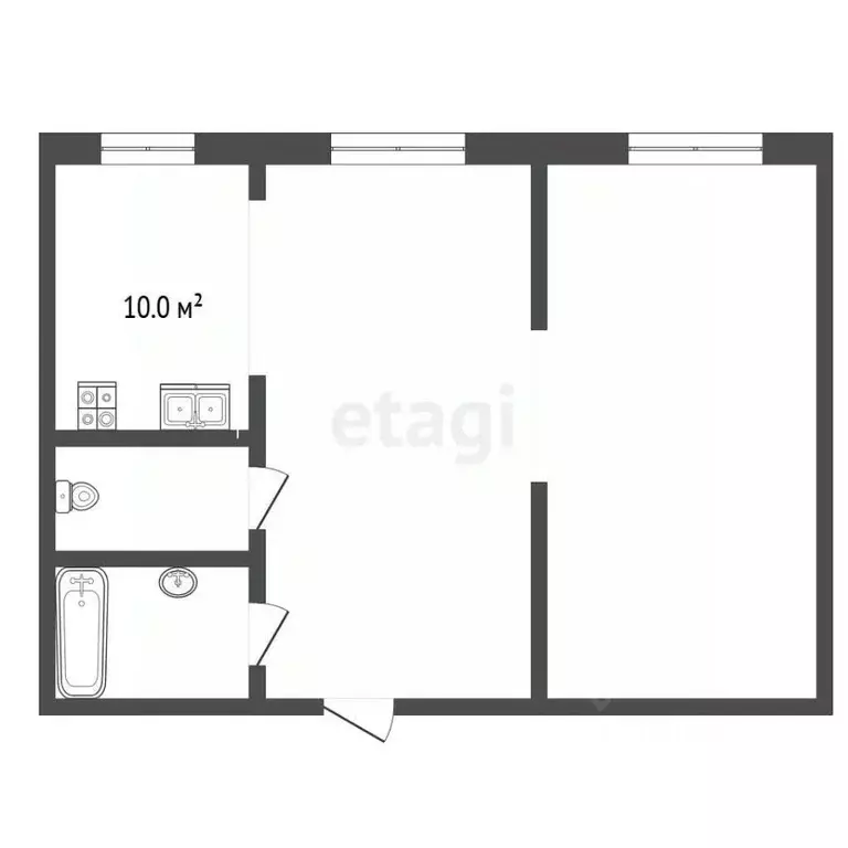 1-к кв. Белгородская область, Белгород Октябрьская ул., 11 (45.6 м) - Фото 2