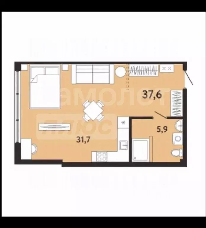 Студия Крым, Ялта ул. Киевская, 44 (37.6 м) - Фото 2