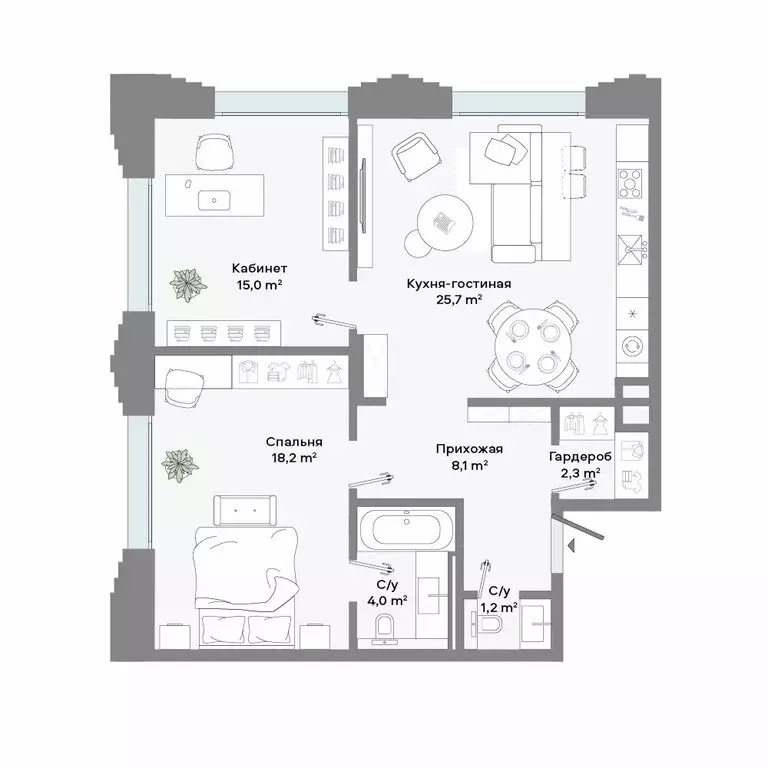 2-комнатная квартира: Москва, Ленинский проспект, 2 (74.5 м) - Фото 1