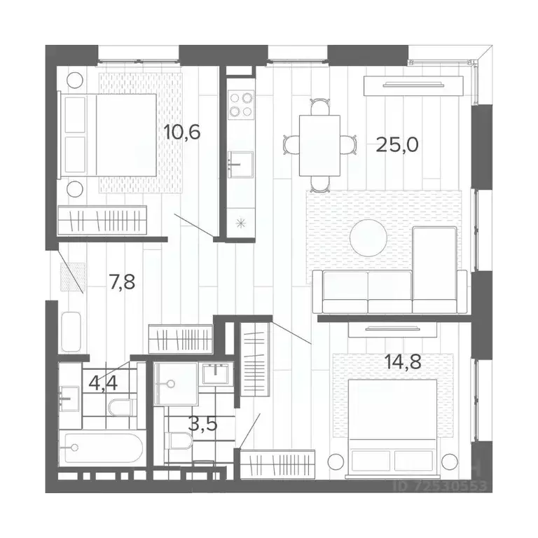 3-к кв. Алтайский край, Барнаул тракт Змеиногорский, 35Б (66.1 м) - Фото 0