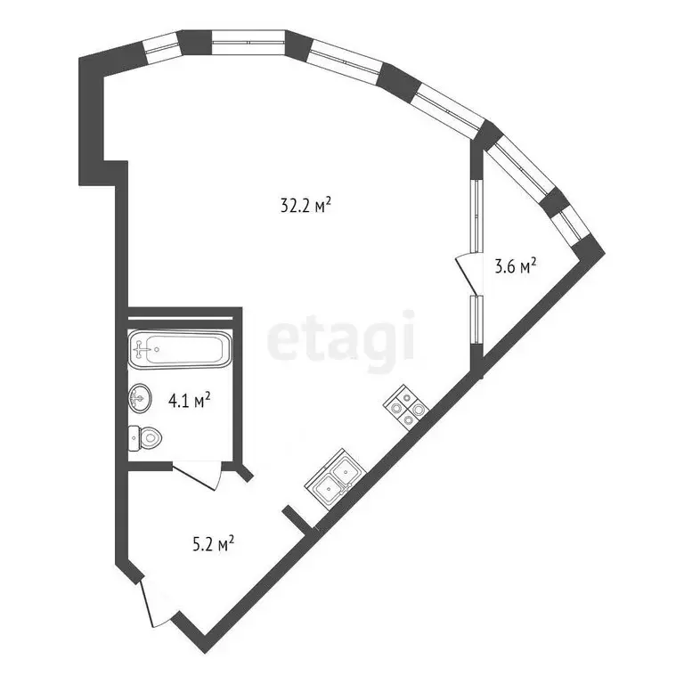 1-комнатная квартира: Тюмень, улица Чернышевского, 2Бк11 (44.7 м) - Фото 0