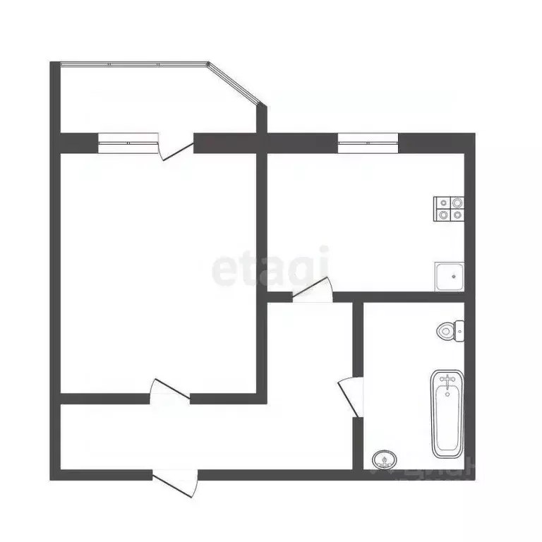 1-к кв. Ханты-Мансийский АО, Сургут ул. Александра Усольцева, 26 (48.4 ... - Фото 2