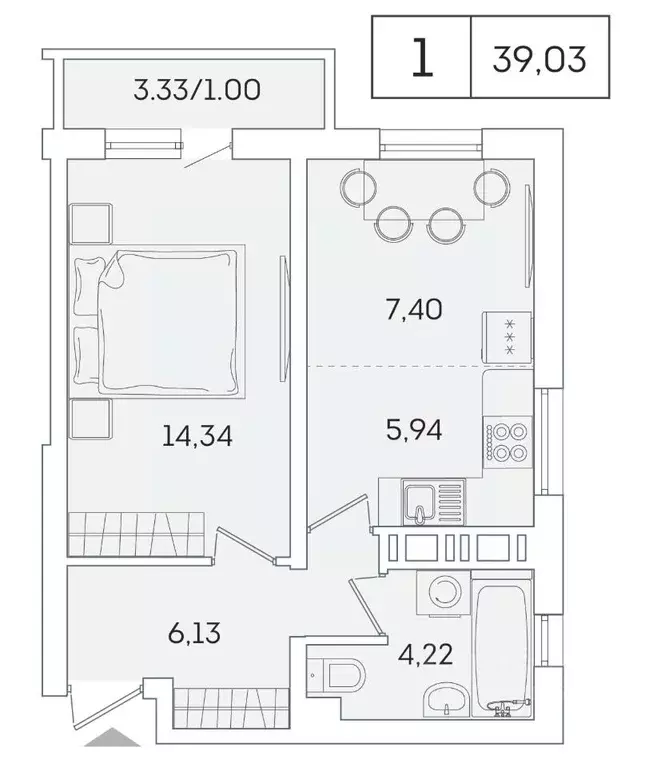 1-к кв. Ленинградская область, Мурино Всеволожский район, ул. ... - Фото 1