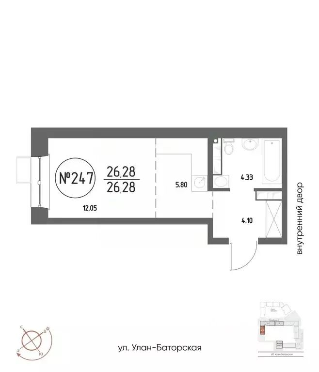 1-к кв. Иркутская область, Иркутск Макс жилой комплекс (26.28 м) - Фото 1