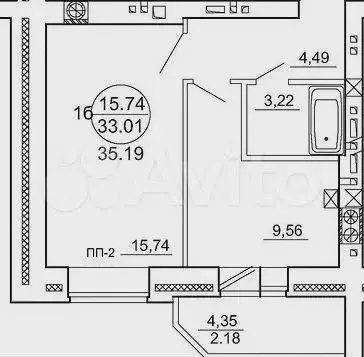 1-к. квартира, 35 м, 5/9 эт. - Фото 0
