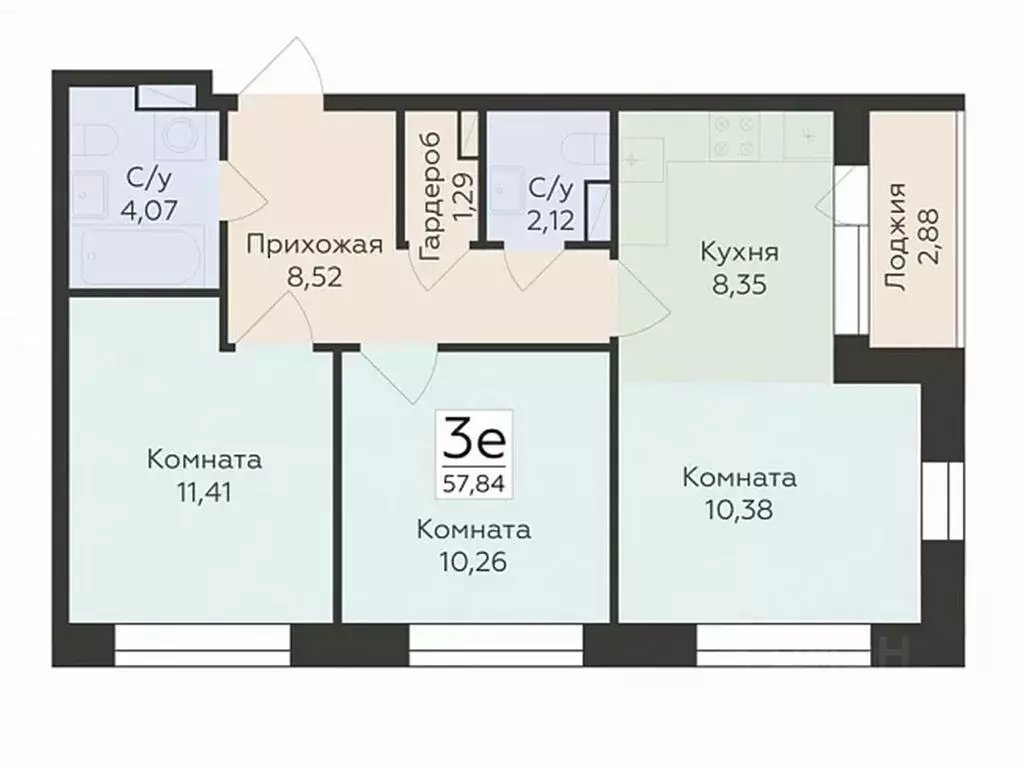3-к кв. Воронежская область, Воронеж ул. Матросова, 64А (57.84 м) - Фото 0