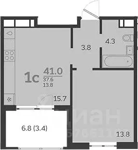 1-к кв. Краснодарский край, Краснодар Колхозная ул., 5/2к1 (41.0 м) - Фото 0