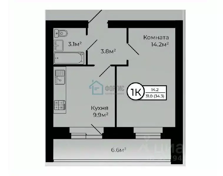 1-к кв. Ярославская область, Ярославский муниципальный округ, д. ... - Фото 1