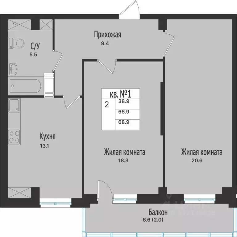 2-к кв. Ленинградская область, Всеволожск ул. Севастопольская, 2к2 ... - Фото 0