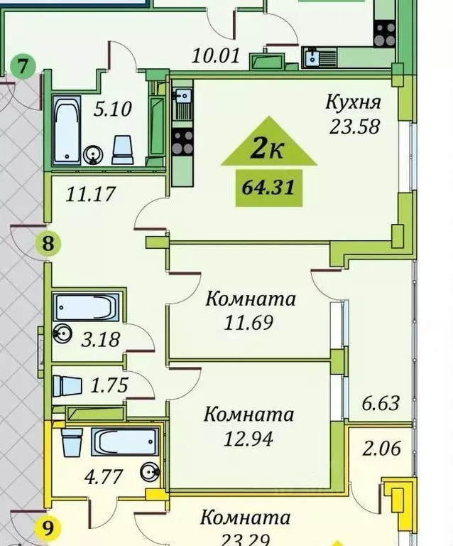 2-к кв. Тюменская область, Тюмень Таврическая ул., 9к5 (63.0 м) - Фото 0