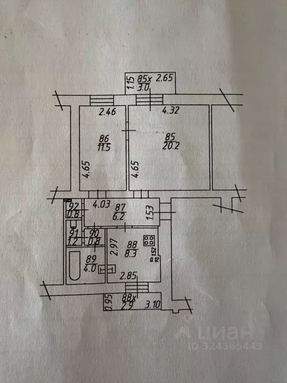 2-к кв. Ростовская область, Ростов-на-Дону Ворошиловский просп., 52А ... - Фото 2