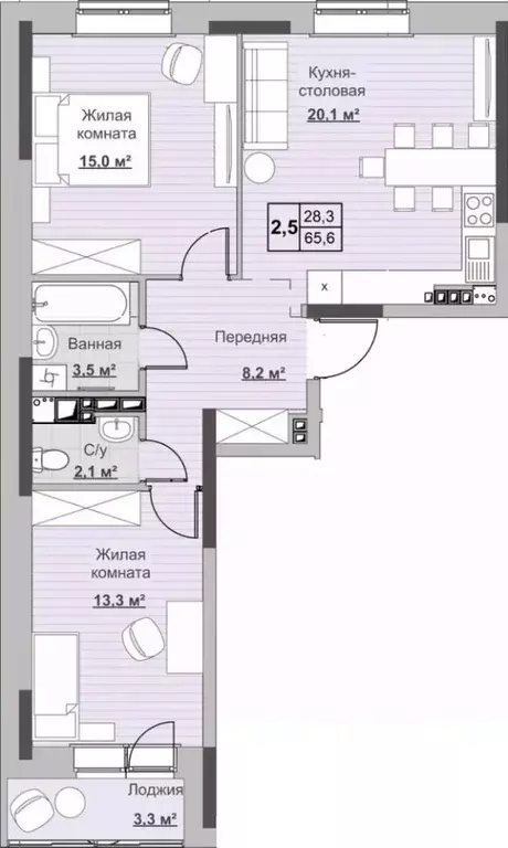 2-к кв. Удмуртия, Ижевск ул. Ухтомского (65.7 м) - Фото 0