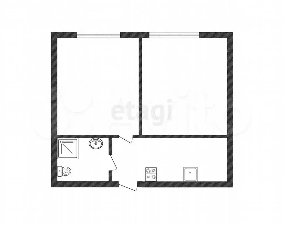 2-к. квартира, 33,9 м, 4/5 эт. - Фото 0