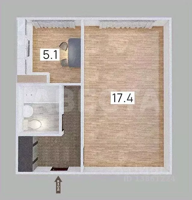 1-к кв. Омская область, Омск ул. Талалихина, 22 (29.7 м) - Фото 1