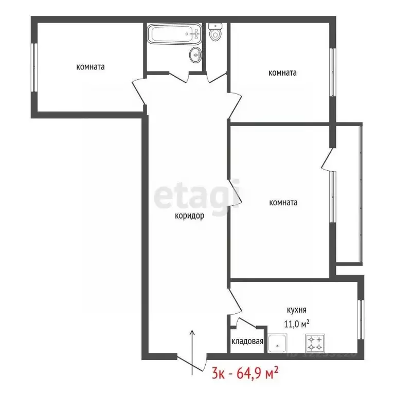 3-к кв. Свердловская область, Екатеринбург ул. Бакинских Комиссаров, ... - Фото 2