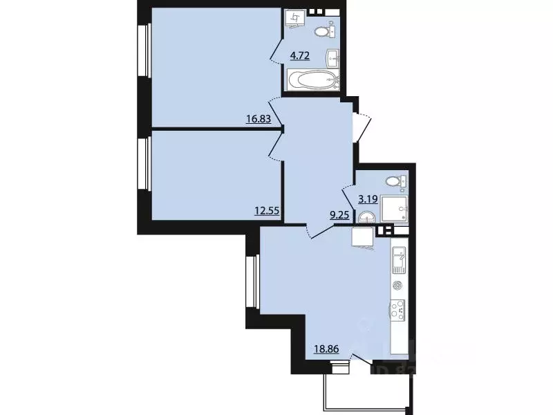 2-к кв. Воронежская область, Рамонский район, Яменское с/пос, пос. ... - Фото 1